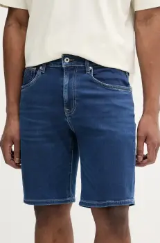 Pepe Jeans pantaloni scurti jeans RELAXED GYMDIGO SHORT CALLEN barbati, culoarea bleumarin, PM801185EF6 imagine