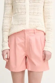 Pepe Jeans pantaloni scurti MID WAIST REGULAR CHINO SHORT VANIA femei, culoarea roz, uni, medium waist, PL801168 imagine