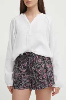 Pepe Jeans pantaloni scurti PATTY femei, culoarea negru, modelator, high waist, PL801103 imagine