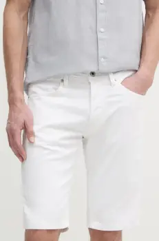 Pepe Jeans pantaloni scurti SLIM GYMDIGO SHORT TRACK barbati, culoarea alb, PM801075TC8 imagine