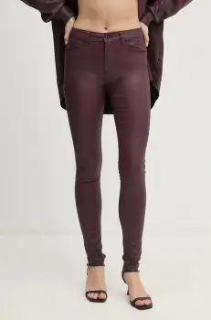 Pepe Jeans pantaloni SKINNY JEANS MW femei, culoarea bordo, mulata, high waist, PL204728YH7 imagine
