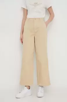 Pepe Jeans pantaloni Tasha femei, culoarea bej, drept, high waist imagine