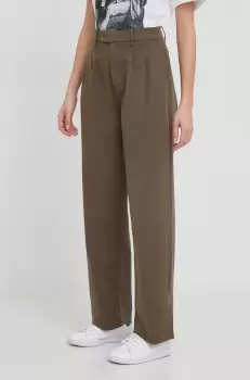 Pepe Jeans pantaloni Tina femei, culoarea verde, fason chinos, high waist imagine