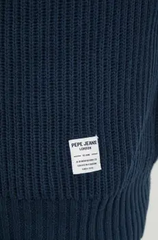 Pepe Jeans pulover de bumbac COLIN HOODIE culoarea albastru marin, PM702467 imagine