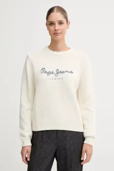 Pepe Jeans pulover de bumbac culoarea bej, PL7000024 imagine