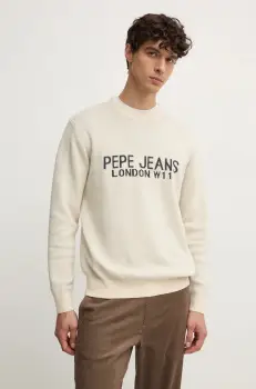 Pepe Jeans pulover din amestec de lana CARDIN barbati, culoarea bej, light, PM702466 imagine