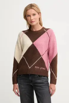 Pepe Jeans pulover din amestec de lana culoarea maro, calduros, PL7000037 imagine