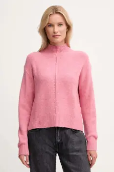 Pepe Jeans pulover din amestec de lana culoarea roz, cu turtleneck, PL7000032 imagine