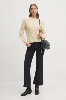 Pepe Jeans pulover din amestec de lana HELEN WRAP femei, culoarea bej, PL702231 imagine