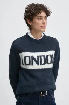 Pepe Jeans pulover din amestec de lana HILDA femei, culoarea albastru marin, PL702227 imagine