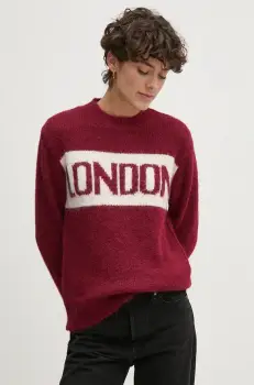 Pepe Jeans pulover din amestec de lana HILDA femei, culoarea bordo, PL702227 imagine