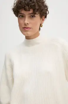 Pepe Jeans pulover din amestec de lana IRMA PERKINS femei, culoarea bej, cu turtleneck, PL702191 imagine