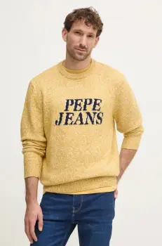 Pepe Jeans pulover din amestec de lana LUKA barbati, culoarea galben, PM702499 imagine