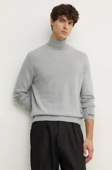Pepe Jeans pulover din amestec de lana NEW ANDRE TURTLE NECK barbati, culoarea gri, light, cu guler, PM702470 imagine