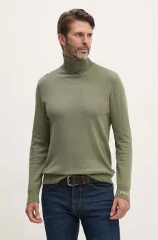 Pepe Jeans pulover din amestec de lana NEW ANDRE TURTLE NECK barbati, culoarea verde, light, cu guler, PM702470 imagine