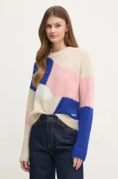 Pepe Jeans pulover din amestec de lana NORA femei, culoarea bej, PL702238 imagine