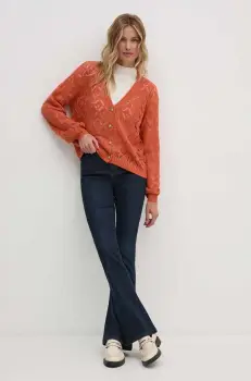 Pepe Jeans pulover HAILEY CARDIGAN femei, culoarea portocaliu, light, PL702218 imagine