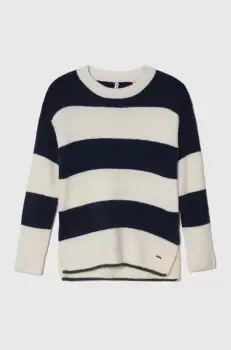 Pepe Jeans pulover pentru copii din amestec de lana culoarea albastru marin, calduros imagine