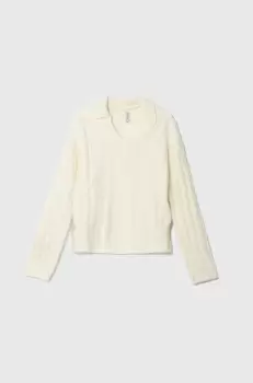 Pepe Jeans pulover pentru copii din amestec de lana Renata culoarea bej imagine