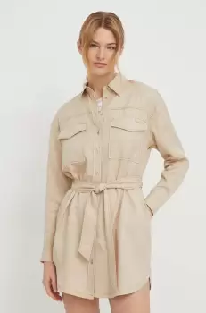 Pepe Jeans rochie Beate culoarea bej, mini, drept imagine