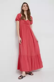 Pepe Jeans rochie Bernardette culoarea rosu, maxi, evazati imagine