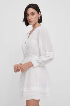 Pepe Jeans rochie culoarea bej, mini, evazati imagine