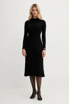 Pepe Jeans rochie culoarea negru, midi, mulata, PL9537749 imagine