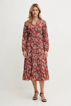 Pepe Jeans rochie culoarea portocaliu, midi, evazati, PL9537695 imagine