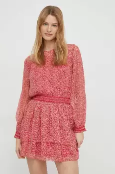 Pepe Jeans rochie culoarea rosu, mini, evazati imagine