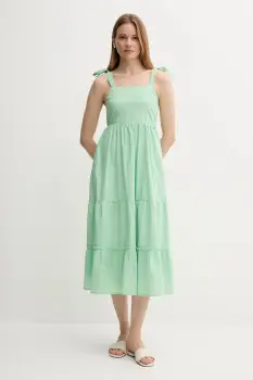 Pepe Jeans rochie culoarea verde, midi, evazati, PL953749 imagine