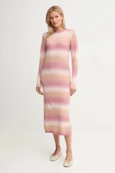 Pepe Jeans rochie din amestec de lana culoarea roz, midi, drept, PL9537713 imagine