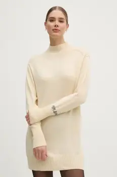 Pepe Jeans rochie din amestec de lana HAZEL DRESS culoarea bej, mini, drept, PL953593 imagine