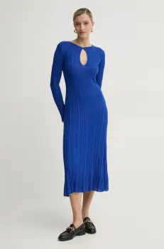 Pepe Jeans rochie din amestec de matase NATASHA culoarea violet, midi, evazati, PL953642 imagine