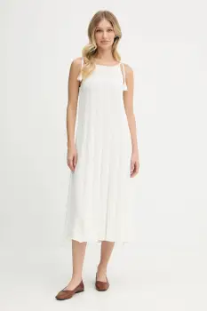 Pepe Jeans rochie din bumbac culoarea bej, midi, evazati, PL953755 imagine