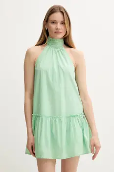 Pepe Jeans rochie din bumbac culoarea verde, mini, evazati, PL953761 imagine
