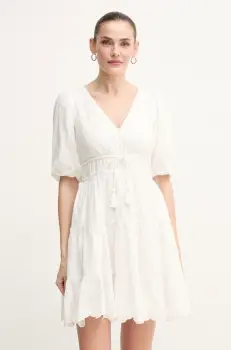 Pepe Jeans rochie din bumbac DAY culoarea bej, mini, evazati, PL953694 imagine