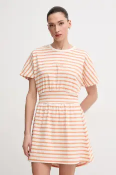 Pepe Jeans rochie din bumbac VANIA culoarea portocaliu, mini, evazati, PL953744 imagine