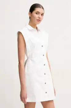 Pepe Jeans rochie din denim CHEY WHT culoarea alb, mini, evazati, PL953721 imagine