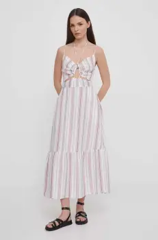 Pepe Jeans rochie din in midi, evazati imagine
