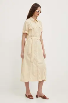 Pepe Jeans rochie EVELINDA culoarea bej, midi, evazati, PL953482 imagine