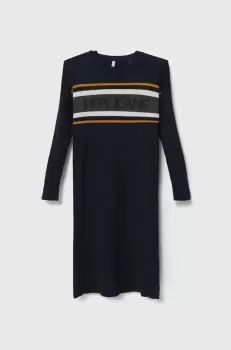 Pepe Jeans rochie fete culoarea albastru marin, midi, drept imagine
