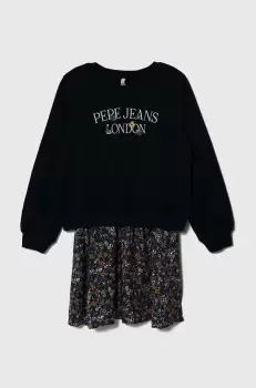 Pepe Jeans rochie fete culoarea albastru marin, mini, evazati imagine