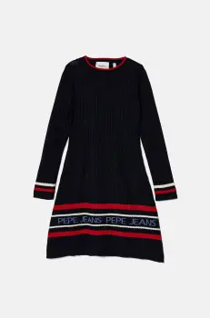 Pepe Jeans rochie fete WANDA culoarea albastru marin, mini, evazati, PG951680 imagine