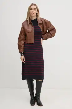 Pepe Jeans rochie HARLEM DRESS culoarea albastru marin, mini, evazati, PL953587 imagine