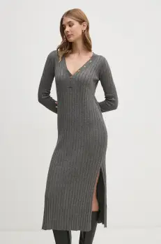 Pepe Jeans rochie IZABEL DRESS culoarea gri, midi, mulata, PL953586 imagine