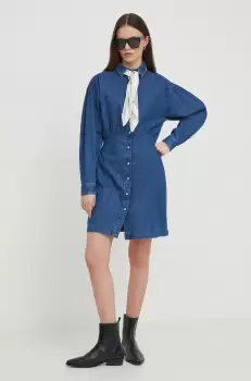 Pepe Jeans rochie jeans JULIE culoarea albastru marin, mini, evazati imagine