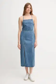 Pepe Jeans rochie jeans maxi, evazati, PL953767 imagine