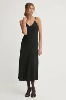 Pepe Jeans rochie NOELIA culoarea negru, midi, evazati, PL953643 imagine