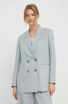 Pepe Jeans sacou culoarea turcoaz, cu doua randuri de nasturi, neted imagine