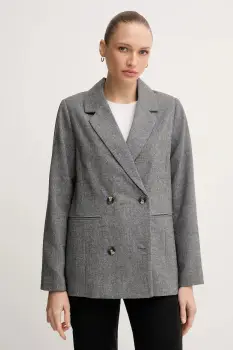 Pepe Jeans sacou din lana culoarea gri, cu doua randuri de nasturi, cu imprimeu, PL4024351 imagine